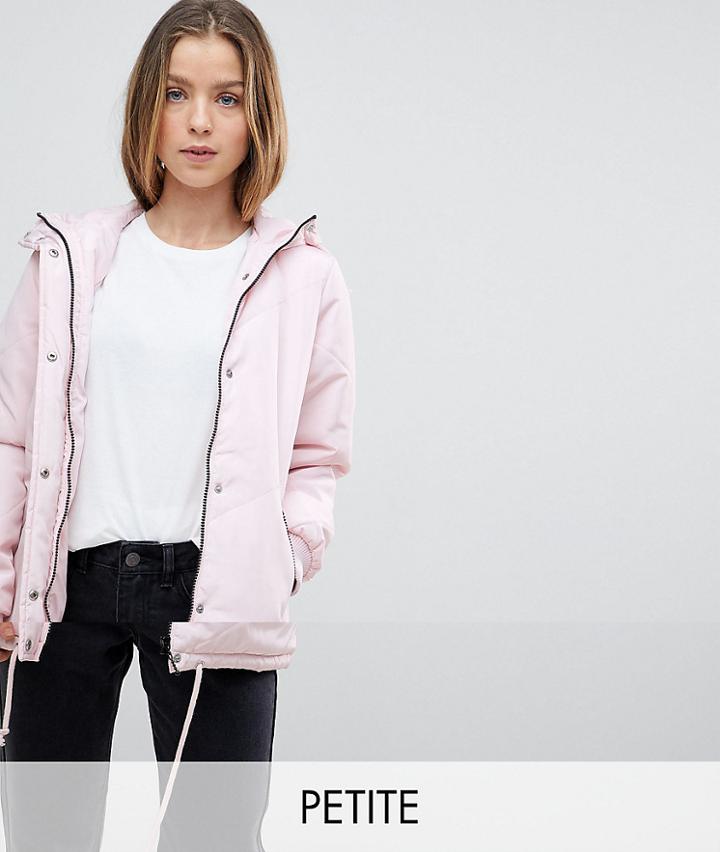Noisy May Petite Padded Hooded Jacket - Pink