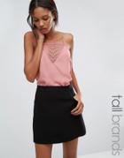 Vero Moda Tall Cami Top With Lace Insert - Pink