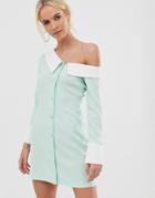 Unique21 One Shoulder Shirt Dress-green