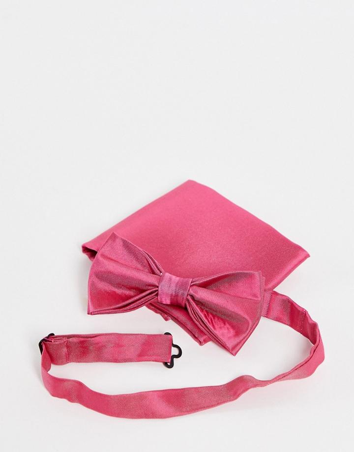 Devils Advocate Wedding Plain Satin Bow Tie And Pocket Square-purple