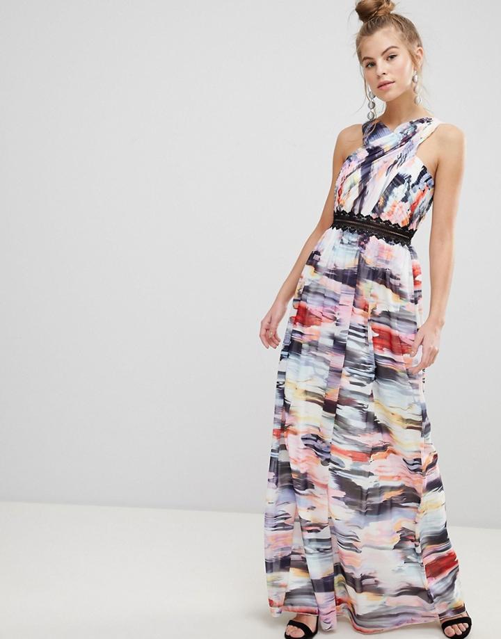 Little Mistress Abstract Print Maxi Dress - Multi