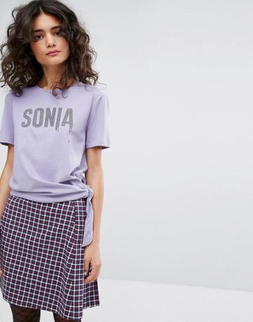 Sonia By Sonia Rykiel Logo Stud Tie Up T-shirt - Purple