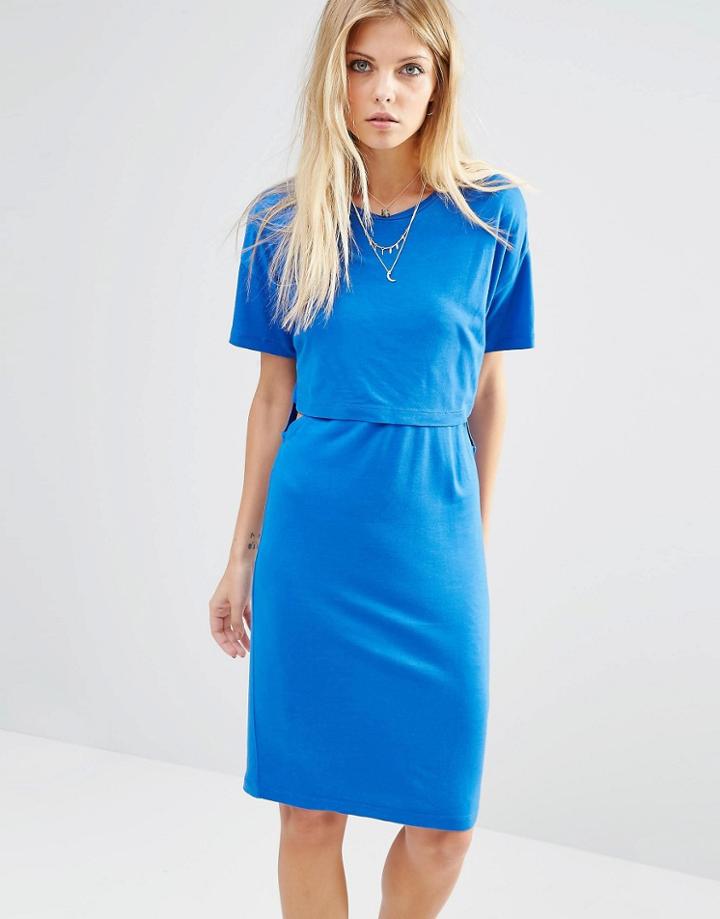 Noisy May Cut Out T-shirt Dress - Olympian Blue