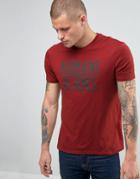Armani Jeans T-shirt With Large Eagle Logo In Burgundy - Red