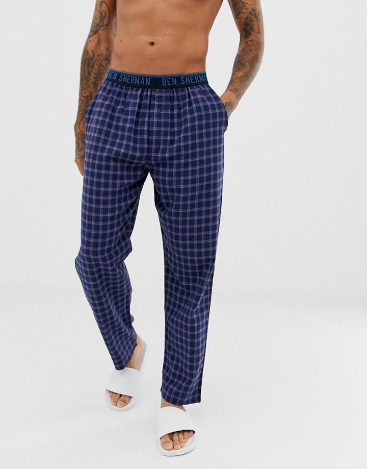 Ben Sherman Woven Lounge Pant In Navy Check - Navy