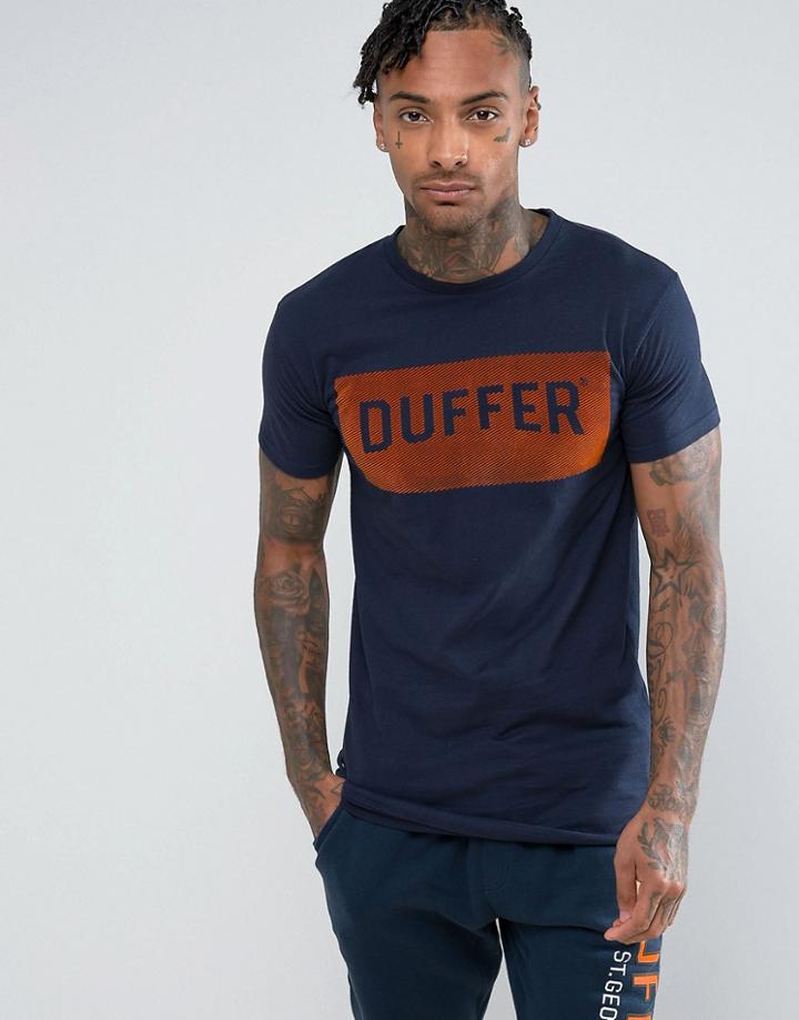 Duffer T-shirt In Navy With Box Logo - Navy