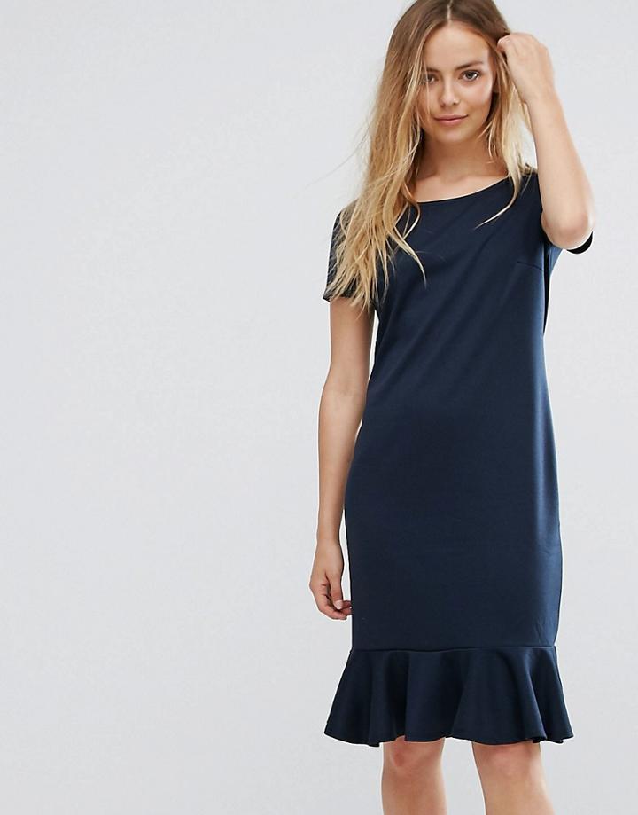 Vila Peplum Hem Dress - Navy