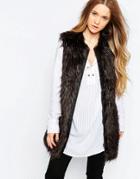 B.young Sleeveless Faux Fur Vest - Black
