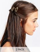 Kat & George Two Pack Hair Grip With Skull And Chain - Gold