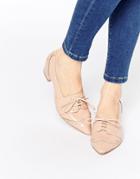 Asos On The Dot Lace Up Heels - Nude