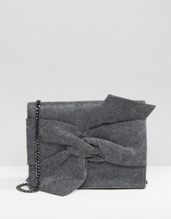 Mango Melton Bow Bag - Gray