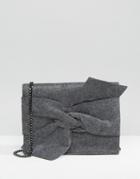 Mango Melton Bow Bag - Gray