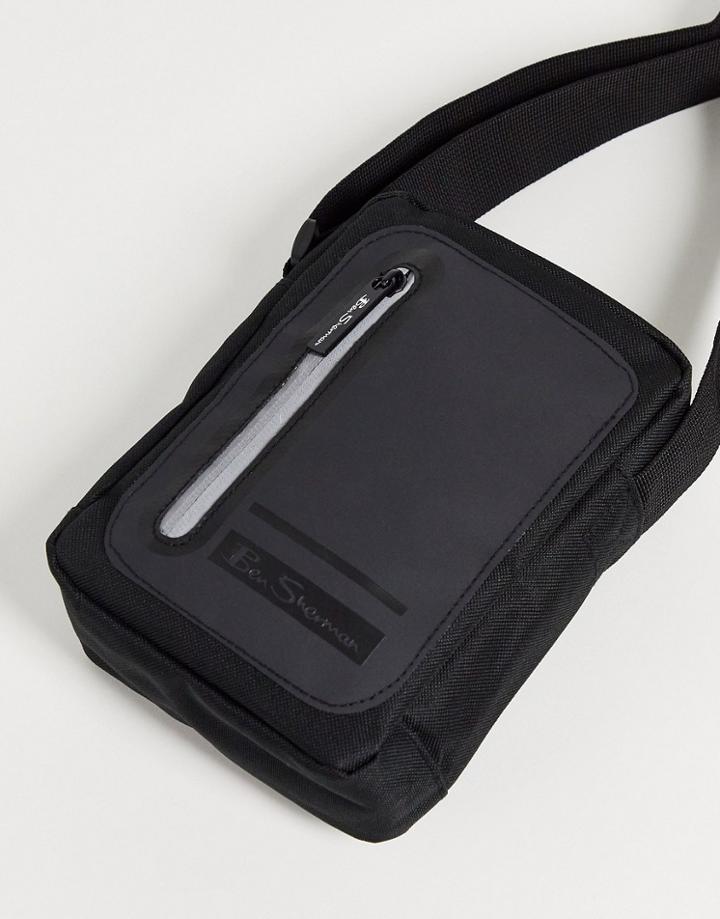 Ben Sherman Zip Front Flight Bag In Black