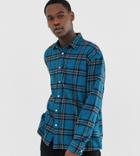 Collusion Tall Check Over Shirt-blue