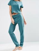 Asos Lounge Ribbed Relaxed Jogger - Green