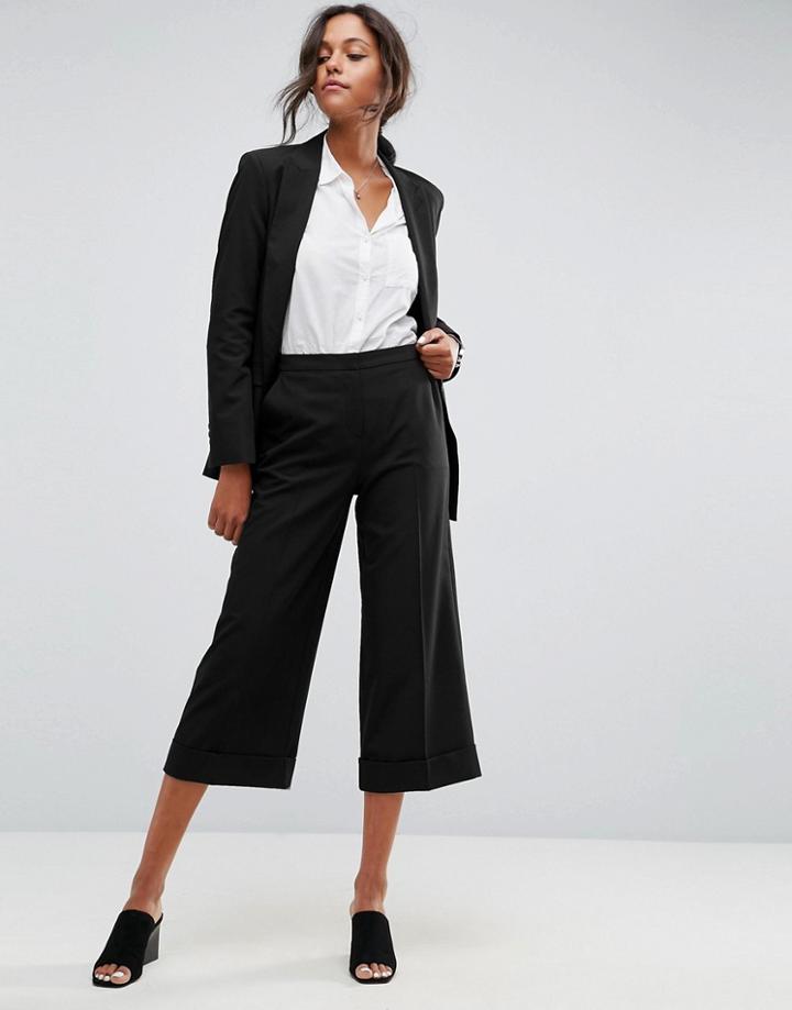 Asos Mix & Match Culotte With Clean Turn Up - Black