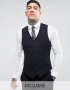Heart & Dagger Skinny Suit Vest - Black