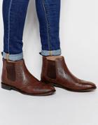 Asos Brogue Chelsea Boots In Brown Leather - Brown