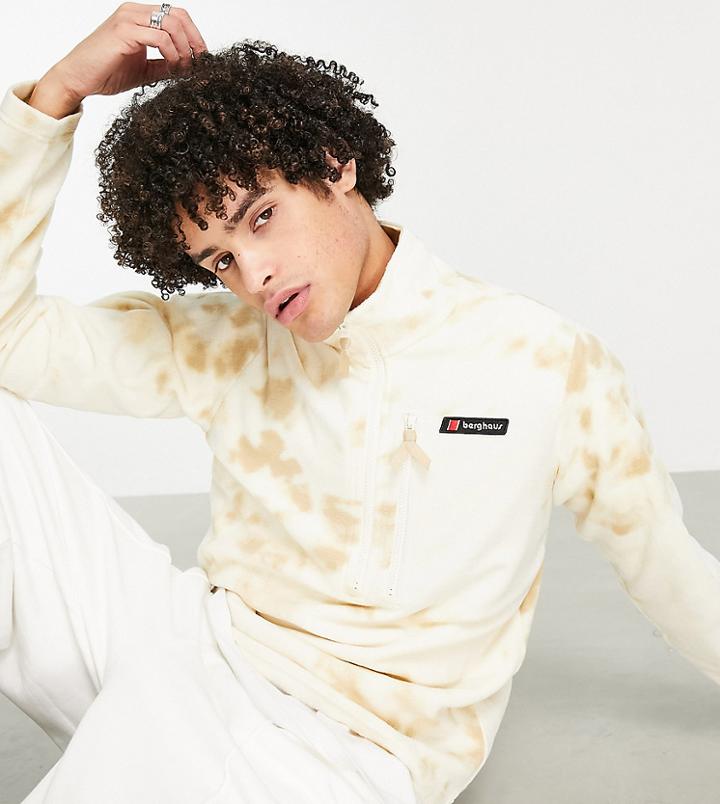 Berghaus Prism Printed Trango Aztec 1/2 Zip Fleece In Beige Tie Dye Exclusive At Asos-brown