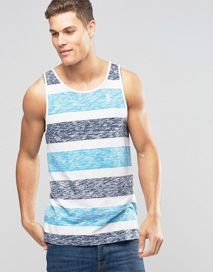 Esprit Reverse Stripe Tank - White Navy Turqoise