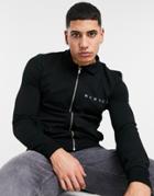 Asos Design Muscle Jersey Jacket With Small Chest Print In Black