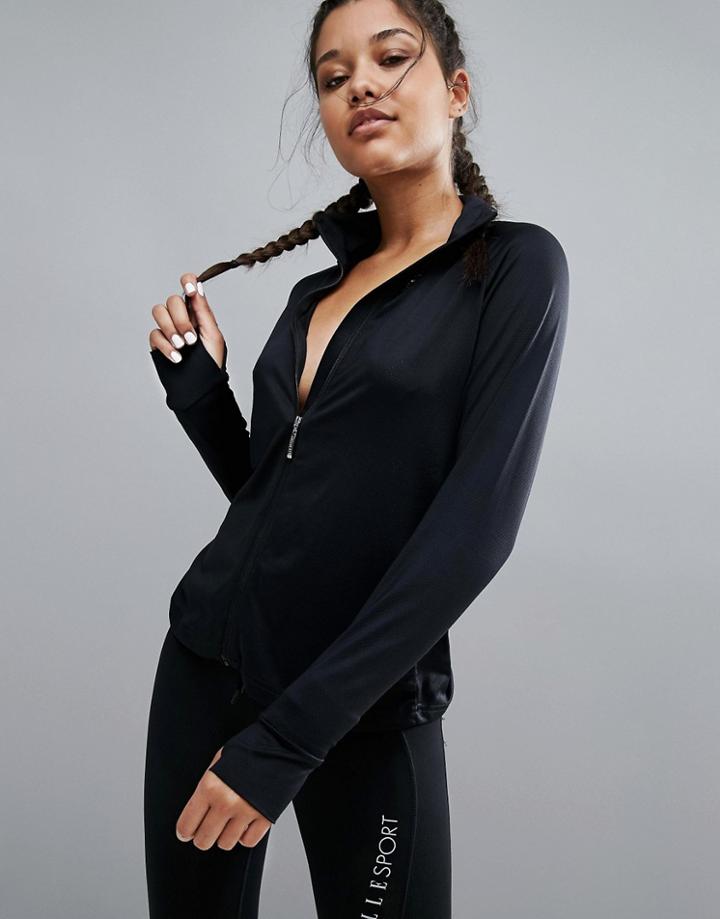 Elle Sport Raglan Zip Through Gym Jacket - Black