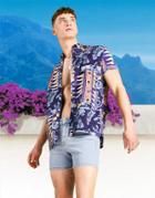 Asos Design Relaxed Fit Shirt With Button Collar In Vintage Paisley Print-navy