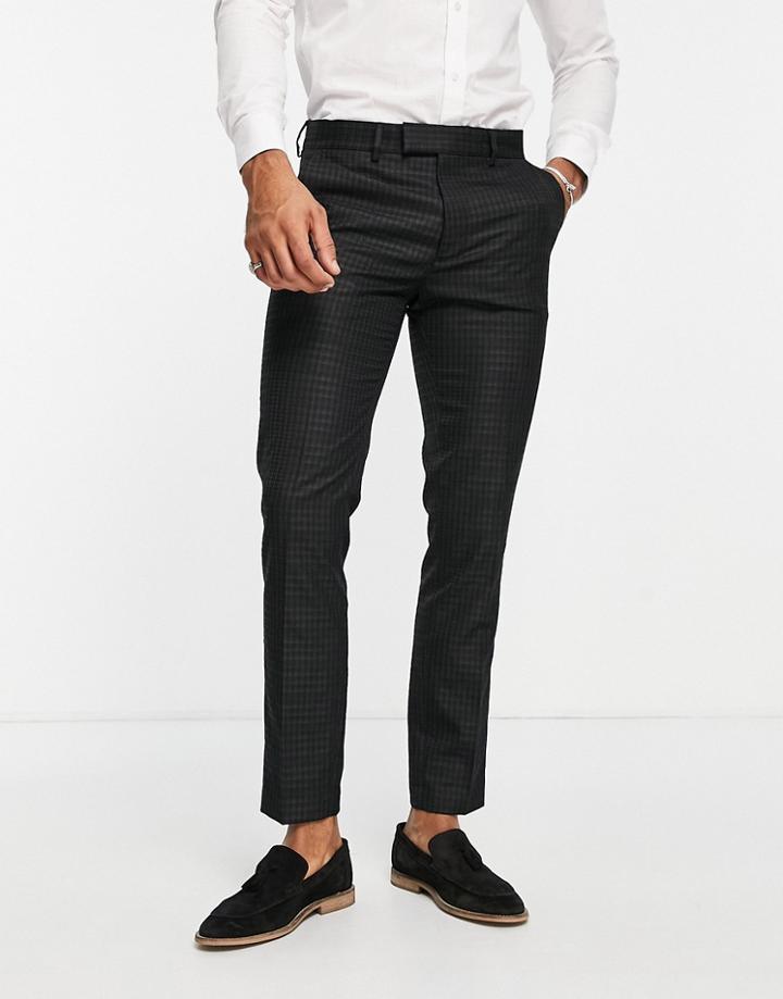 Topman Skinny Jaquard Pants In Black
