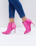 New Look Satin Heeled Ankle Boot - Pink