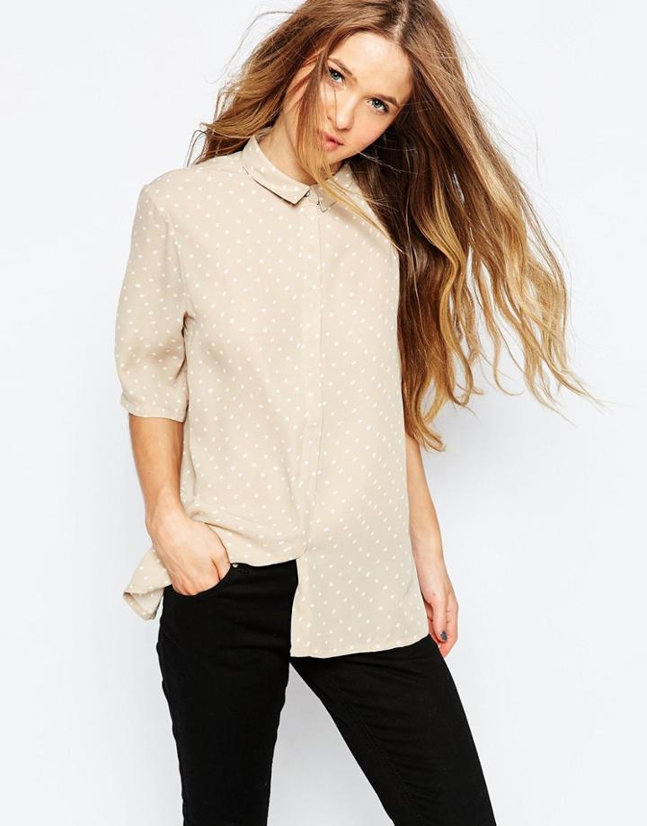 B.young Polka Dot 3/4 Sleeve Shirt - Parisian Night