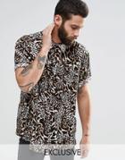 Reclaimed Vintage Festival Shirt In Leopard Print In Regular Fit - Brown