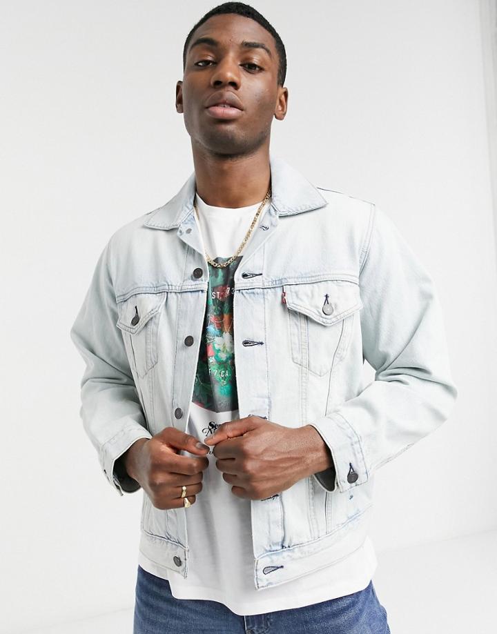Levi's Vintage Relaxed Fit Denim Trucker Jacket In Aioli Light Indigo Bleach Wash-blues