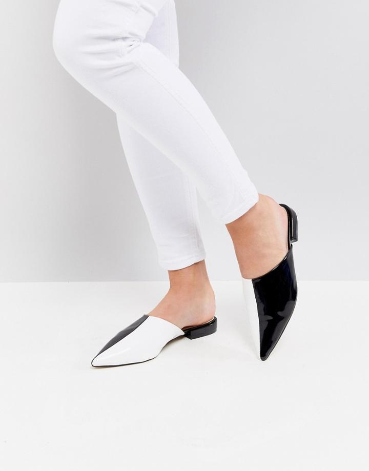 Public Desire Iggy Contrast Flat Pointed Mules - Multi