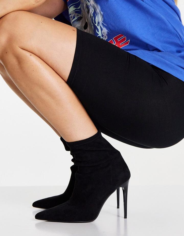 Topshop Hallie High Heel Pointy Boots In Black