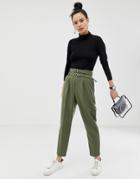 Asos Design Double Belt & Hardware Tapered Pants-green