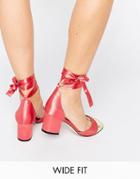 Asos Show Time Wide Fit Ribbon Lace Up Heels - Pink