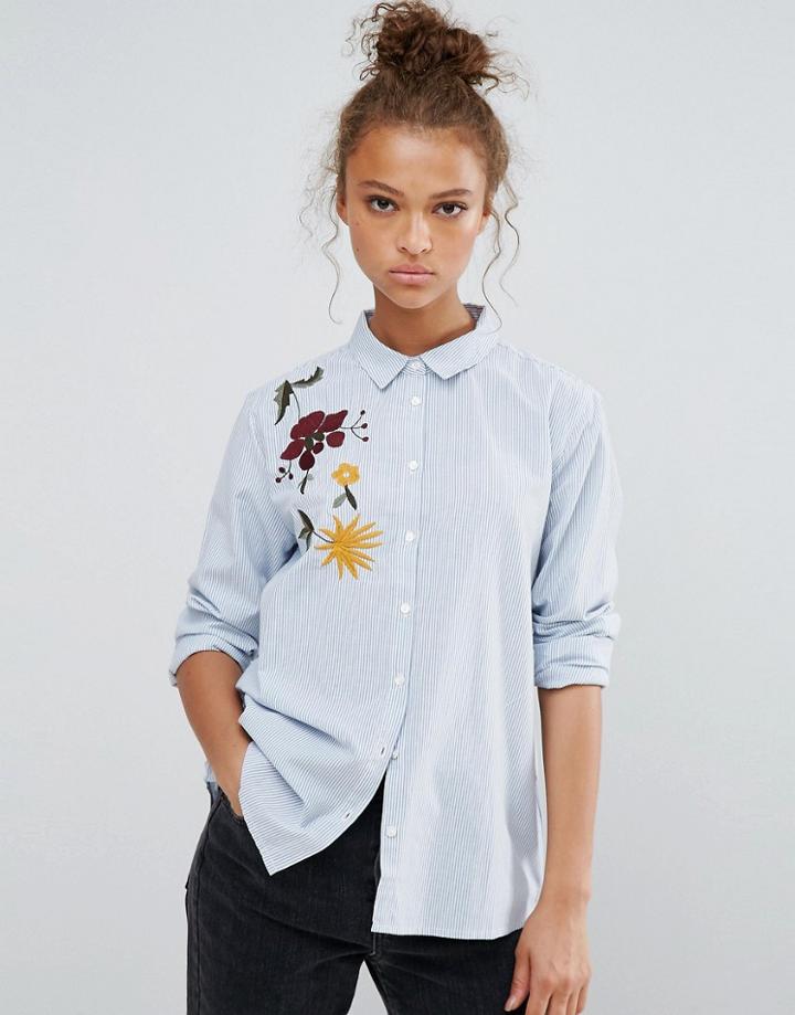 B.young Embroided Shoulder Shirt - Blue