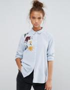 B.young Embroided Shoulder Shirt - Blue