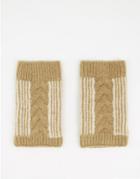 Boardmans Knitted Pleat Detail Mittens In Camel-neutral