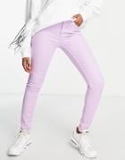 Noisy May Callie Chic High Waisted Skinny Jeans In Lilac-purple