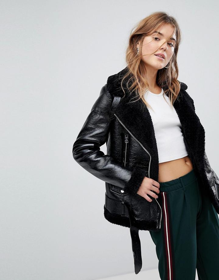 Bershka Aviator Jacket - Black