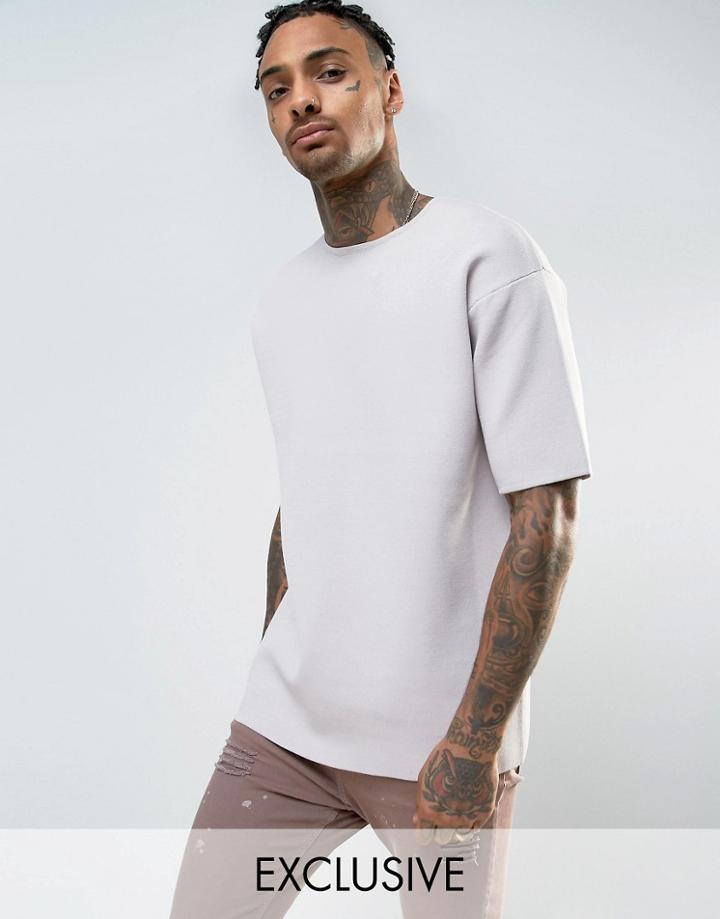 Mennace Knitted T-shirt In Light Gray - Gray