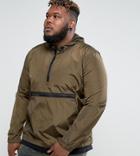 Asos Plus Overhead Windbreaker In Khaki - Green