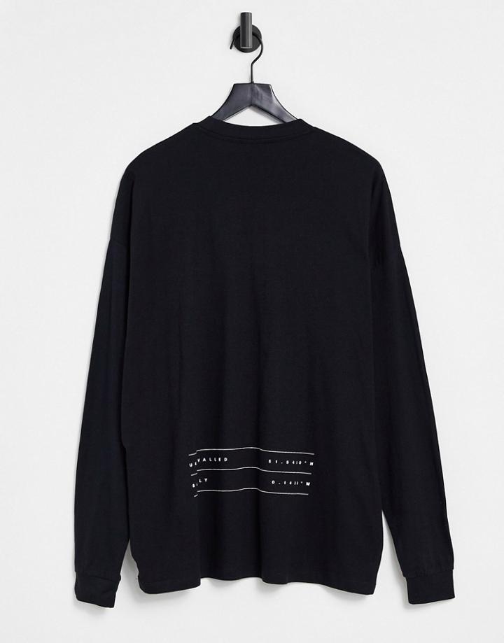 Asos Unrvlld Spply Oversized Long Sleeve T-shirt With Logo Print In Black