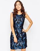 Ichi Jacquard Pencil Dress - True Blue