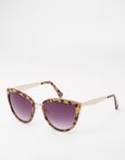 Asos Cat Eye Sunglasses With Metal Inlay And Metal Arms - Tort