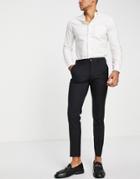 Jack & Jones Premium Super Slim Fit Stretch Wool Mix Suit Pants In Black