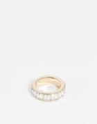 Topshop Baguette Crystals Ring In Gold