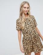 Vero Moda Oversize Animal Print Smock Dress - Multi