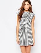 Vero Moda Stripe Tie Waist Detail Dress - Multi Stripe